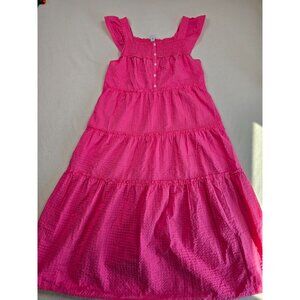 Old Navy Womens Pink Sleeveless Smocked Tiered Maxi Dress M Cottage Core Peasant